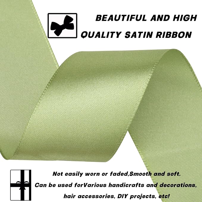 1-1/2 Inch 30 Yards Olive Green Solid Satin Ribbon - Image 3