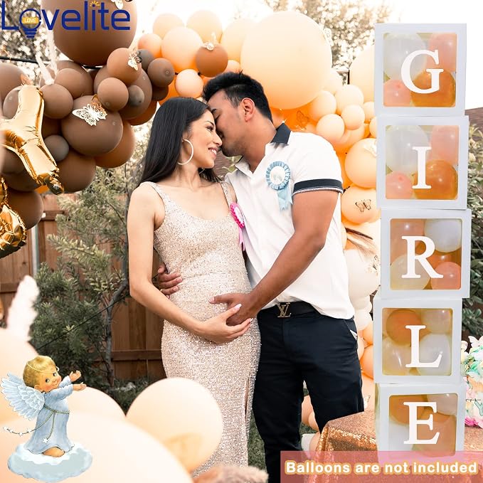 Baby Boxes with Letters, 5 Transparent Baby Shower Balloon Boxes with 78 - Image 3