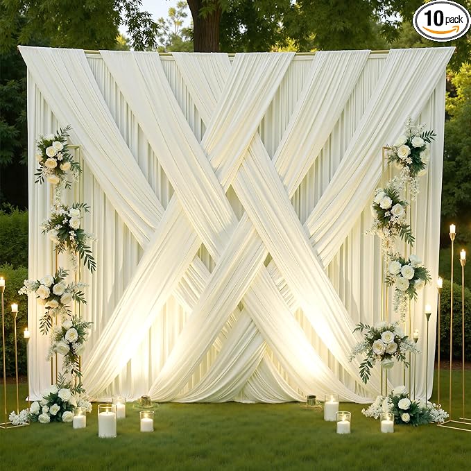 50ft×12ft Ivory Backdrop Curtain by PartyVillage