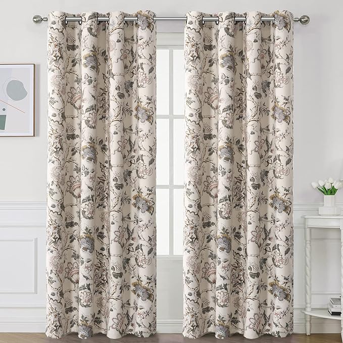 H.VERSAILTEX Blackout Curtains 96 Inch Length 2 Panels Set Floral Print Curtain - Image 2