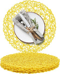 AHHFSMEI Paper Braided Round Placemats Set of 6 Natural Non-Slip Heat Resistant by AHHFSMEI