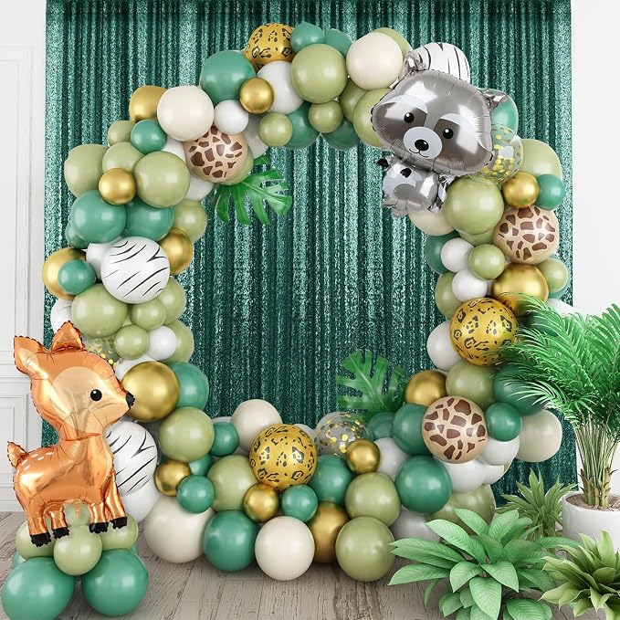 2×8FT-2PCS Hunter Green Sequin Backdrop Curtains Panels, Christmas Green - Image 4