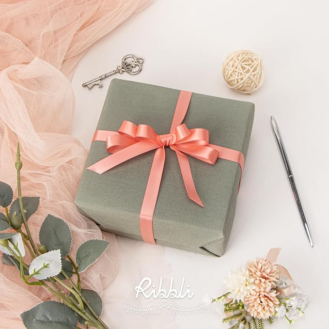 Ribbli Light Coral Satin Ribbon Double Faced Satin 1/2 inch x Continuous 50 - Image 2