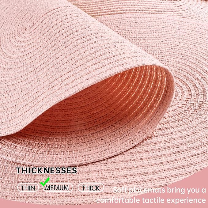 Placemats Set of 6, Woven Oval Braided Dining Table Mats | 12 x 17.5 Inch Size - Image 3