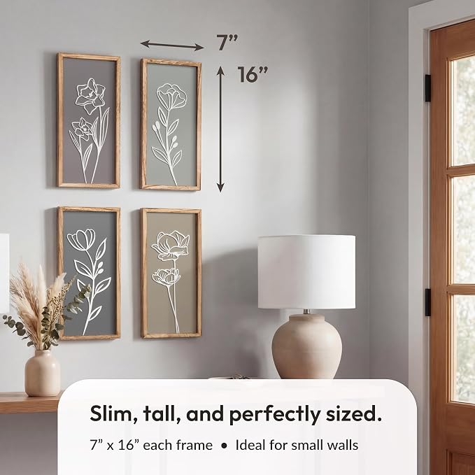 Tide and Tales 3d Framed Wall Art, Floral Boho Wall Decor | 7" x 16", - Image 3