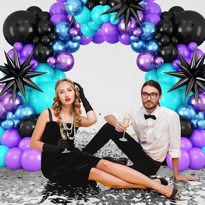 Black Purple Blue Balloon Arch Kit, Teal Balloon Garland - Image 4