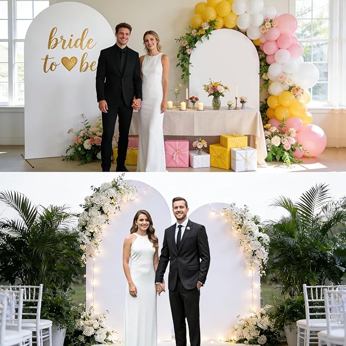 Arch Backdrop Stand and Cover Set of 2 Wedding Metal Arch Stand - Image 3