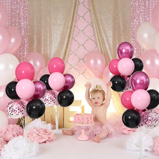 Pink and Black Balloons Table Centerpieces Stand Kit - Image 4