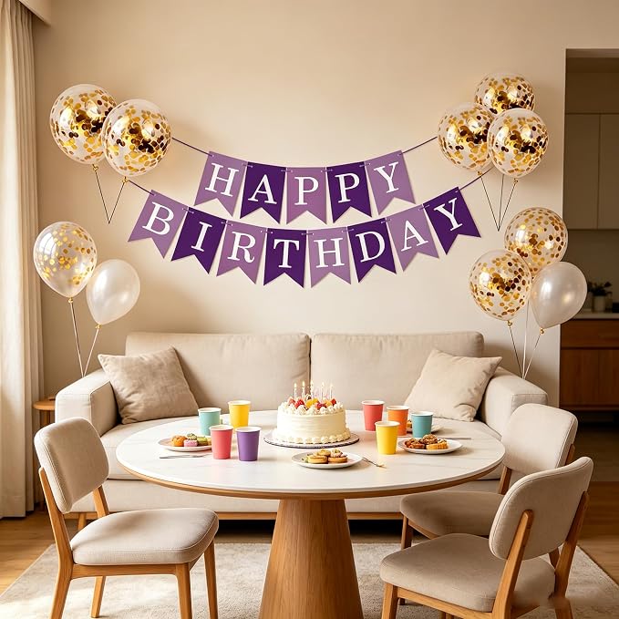 Happy Birthday Banner Sign Bunting Hanging Decorations - Image 4