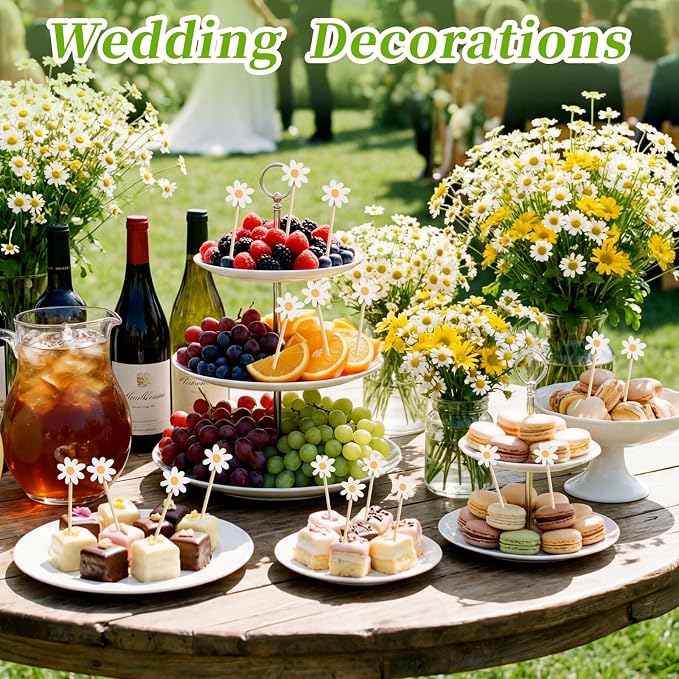 Spring Daisy Cocktail Picks 100 pcs Floral Decorative Toothpicks - Image 6