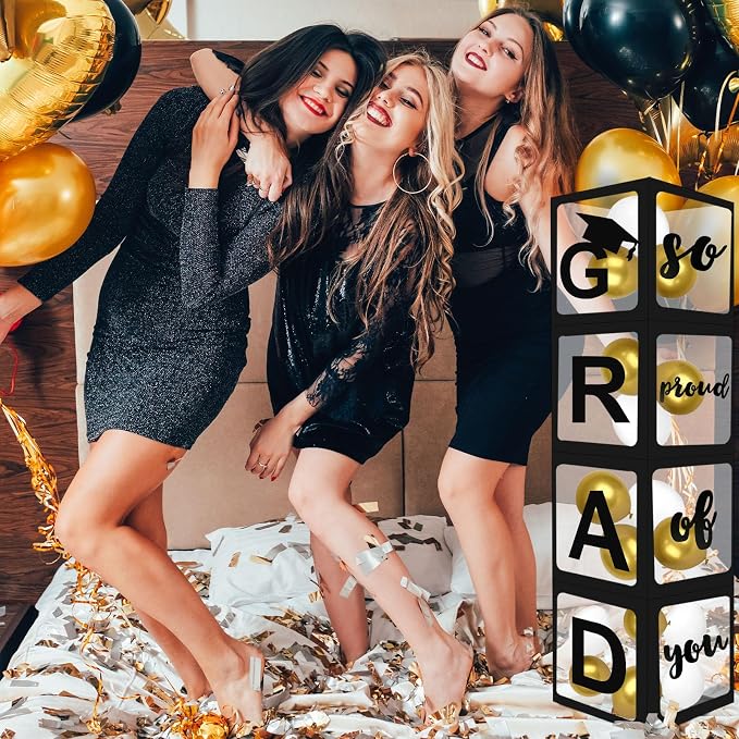 Pack of 4-12x12x12 Inches Black Clear GRAD Balloon Boxes - Image 7