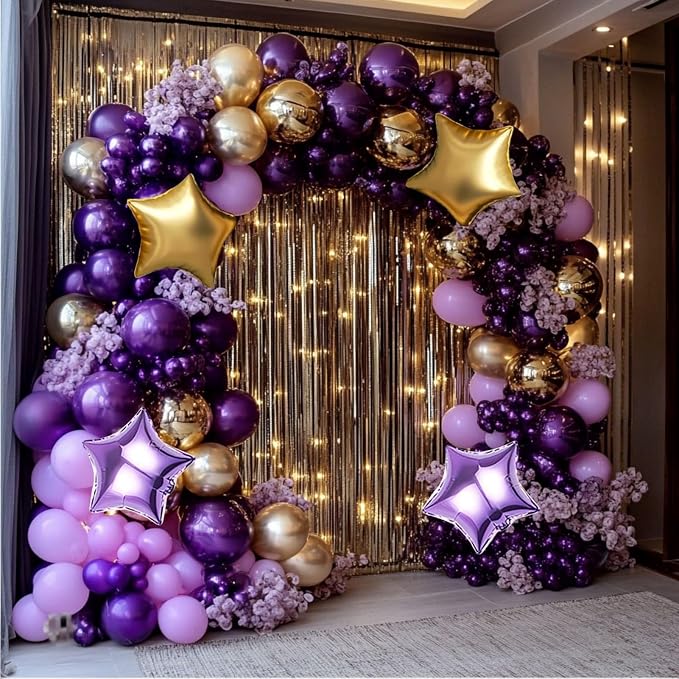 Dusty Purple and Gold Balloon Garland Arch Kit by Unknown