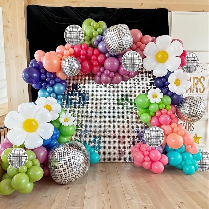 10 Pcs Disco Ball Balloons 32/10 4D Ball Balloons Metallic Silver Disco Mylar - Image 4