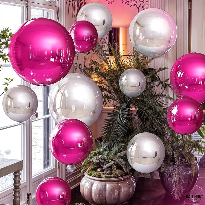 KatchOn Hot Pink and Silver Balloons - Image 8