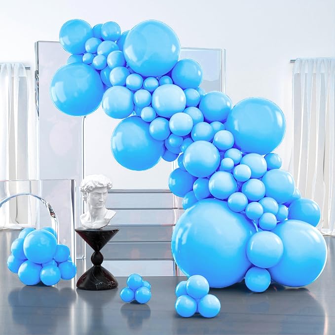 PartyWoo Light Blue Balloons 100pcs Baby Pastel Blue Different Sizes | 36 18 12 by PartyWoo