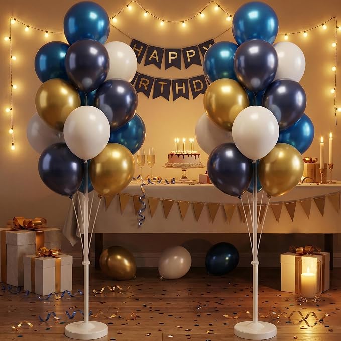 HIINS Gold Blue Balloon Tower Stand Kit Set of 2 - Image 7