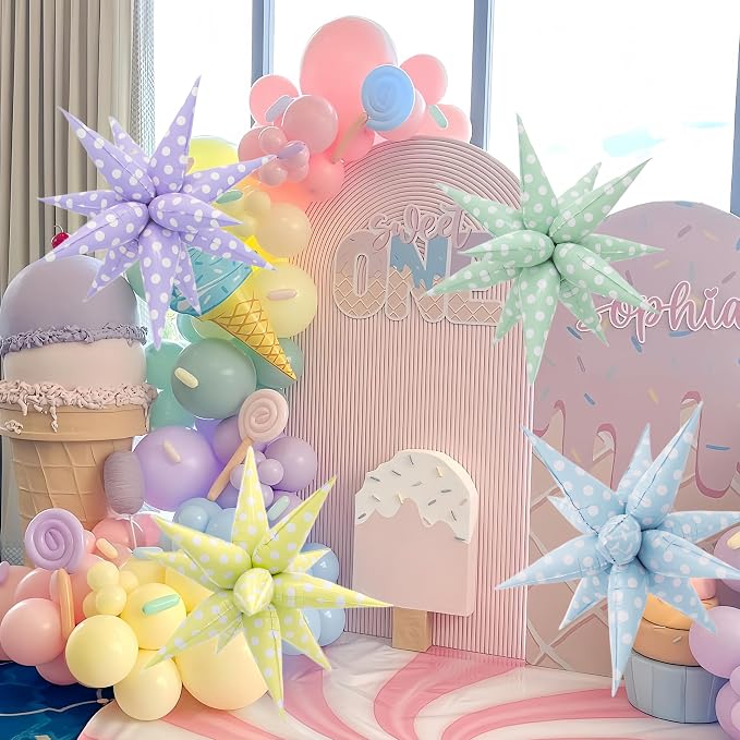 2Pcs Blue Macaron Polka Dot Explosion Pointed Star Foil Balloons/Candy Color - Image 6
