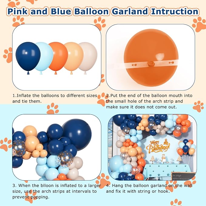 170Pcs Royal Blue and Orange Balloon Arch Garland Kit | Navy Light Blue Orange - Image 3