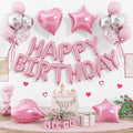 29PC Pastel Pink Happy Birthday Balloons Banner, 16 Inch Aluminum Letter Banner by Paready