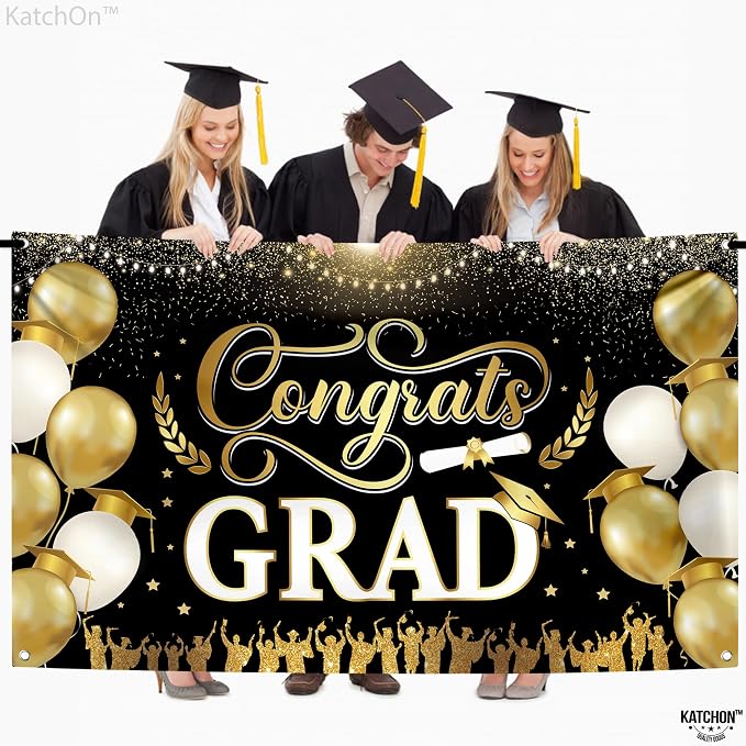 KatchOn Black and Gold Graduation Decorations 2026 Graduation Banner - Image 8