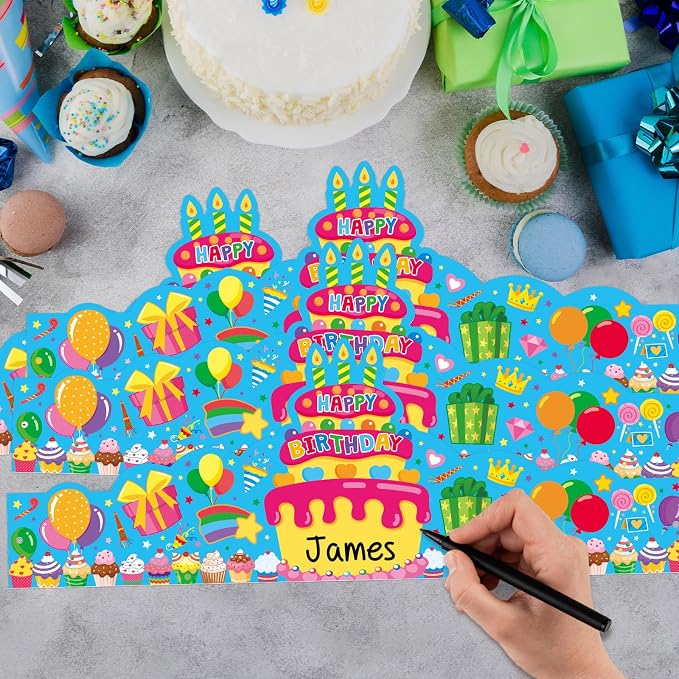 36 Pack Birthday Crowns for Kids Colorful Paper Party Hats Birthday Crown Set - Image 4