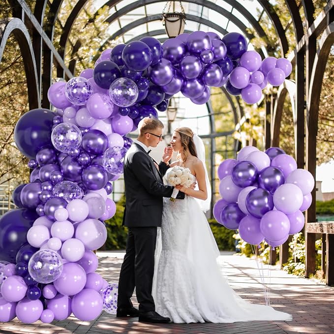 136-Pack Metallic Purple & Lavender Lilac Balloon Garland Kit | Dark/Light - Image 4