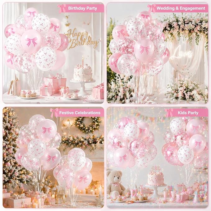 Pink Bow Balloons Kit, Coquette Party Decorations - Image 5