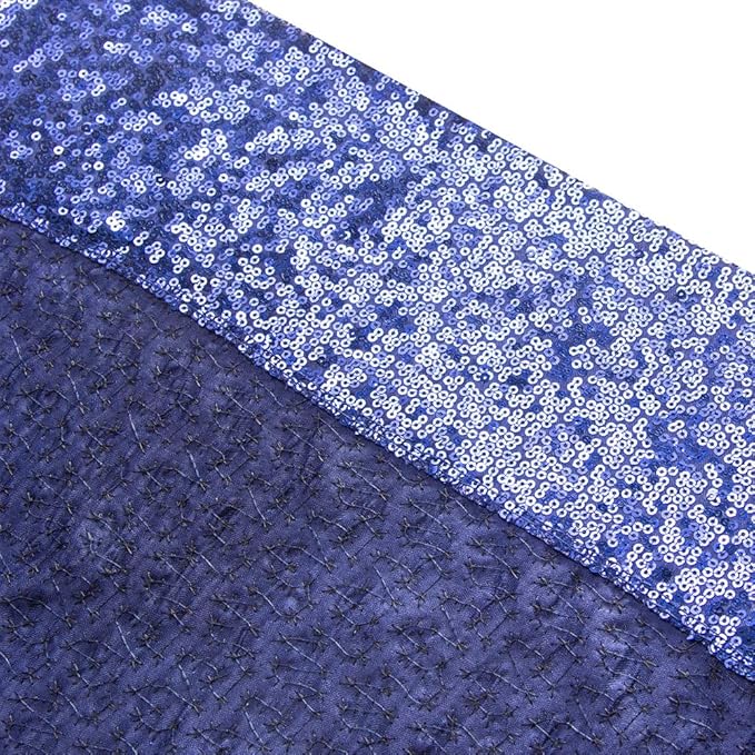 SquarePie Sequin Backdrop Curtain Not See Through Thick Background for Party 5FT x 7FT Navy Blue