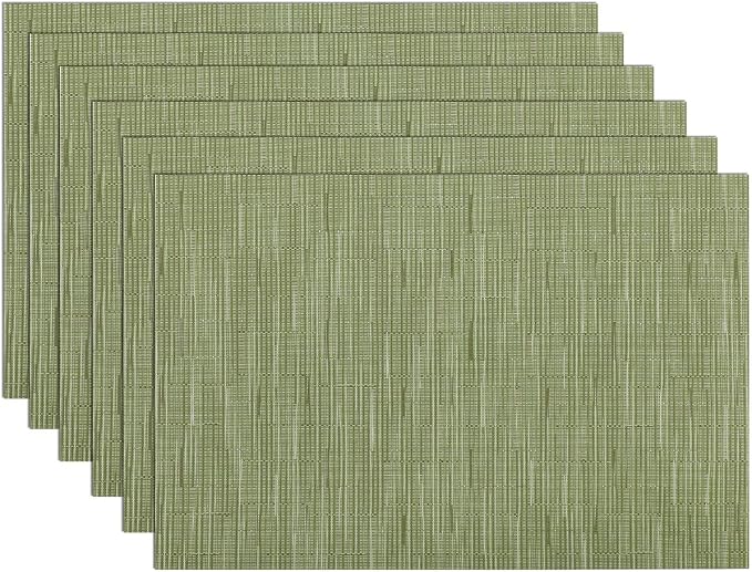 SHACOS Placemats Set of 6 Woven Vinyl Place Mats by SHACOS