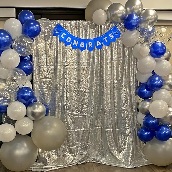 Poise3EHome Silver Sequin Backdrop Curtain, 10Ft x 10Ft Silver Glitter Backdrop - Image 4