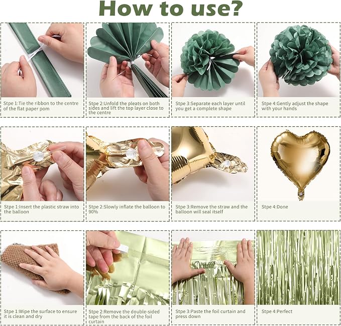 Sage Green Happy Birthday Party Decorations - Image 6