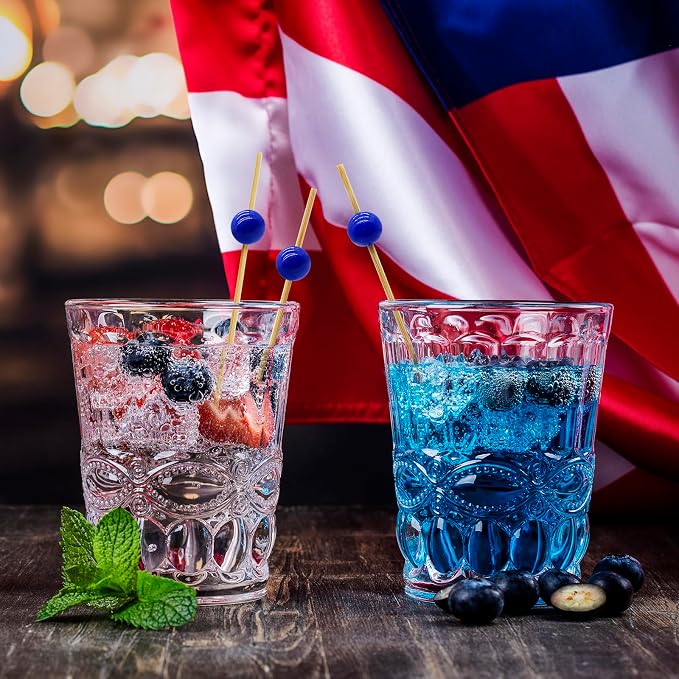 Minisland Navy Blue Pearl Bamboo Cocktail Picks, Fancy Appetizer Toothpicks | - Image 4