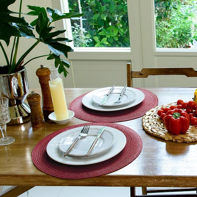 FunWheat Round Braided Placemats Set of 4 Table Mats - Image 5