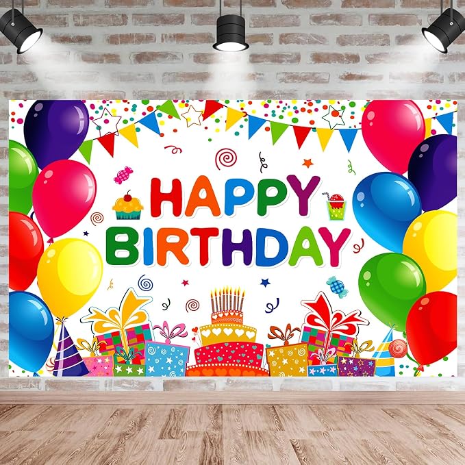 Happy Birthday Backdrop Banner Colorful Birthday Decorations Large Yard Sign - Image 6