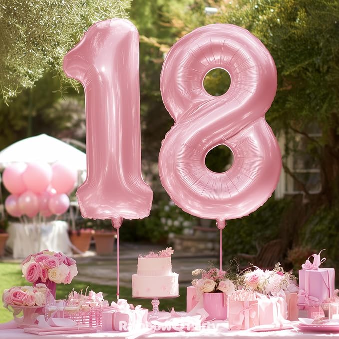 RainbowQ Pink 18 Balloon Number 40 Inch 0-40 Foil Large Balloons | Big Mylar 18 - Image 4