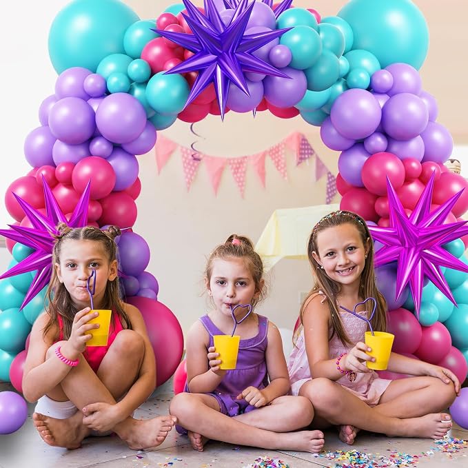 Hot Pink and Teal Blue Balloon Arch Garland Kit - Image 5