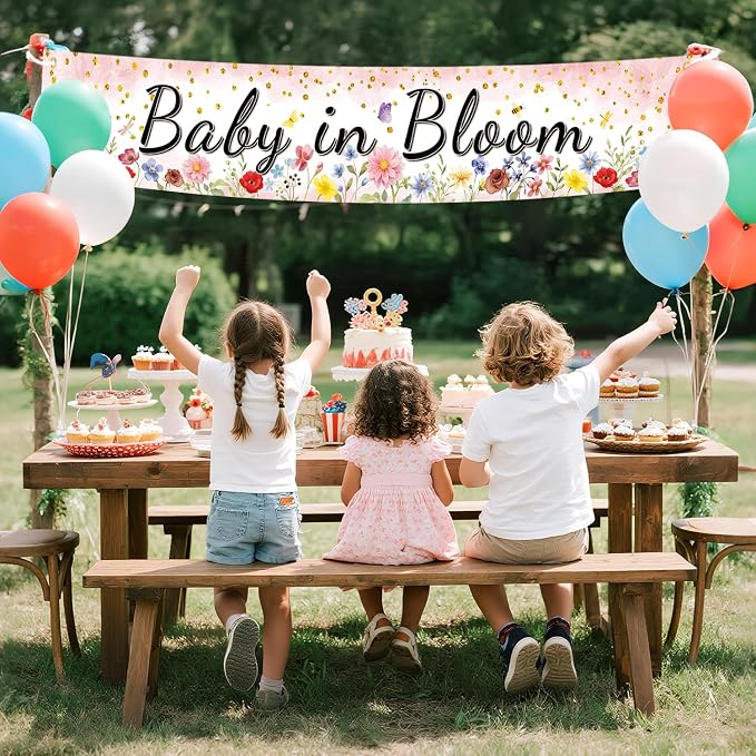 Baby in Bloom Baby Shower Banner, Spring Baby Shower Decorations, Large 70.8x13 - Image 5