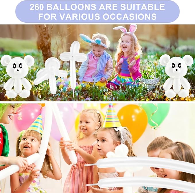 260 Balloons 100 PCS White - Image 6