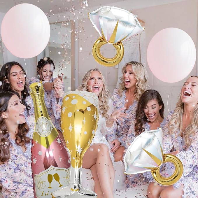 4 Pcs Diamond Ring Balloon, Huge Glitter Aluminum Foil Ring Balloons - Image 8