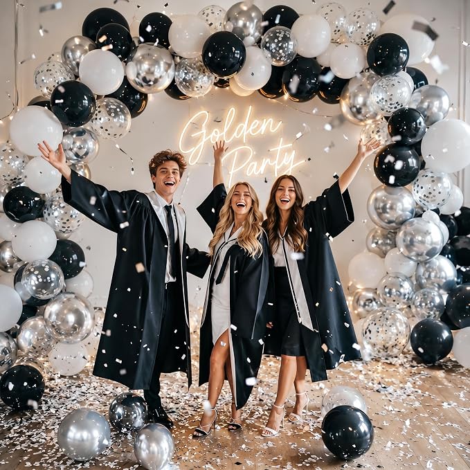 White Black Silver Balloons, Baby Shower, Anniversary, Graduation, Wedding - Image 7