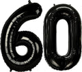 FIROMI 60 Number Balloons Black Big Mylar Foil 60th Balloon Numbers 40-inch | by Firomi