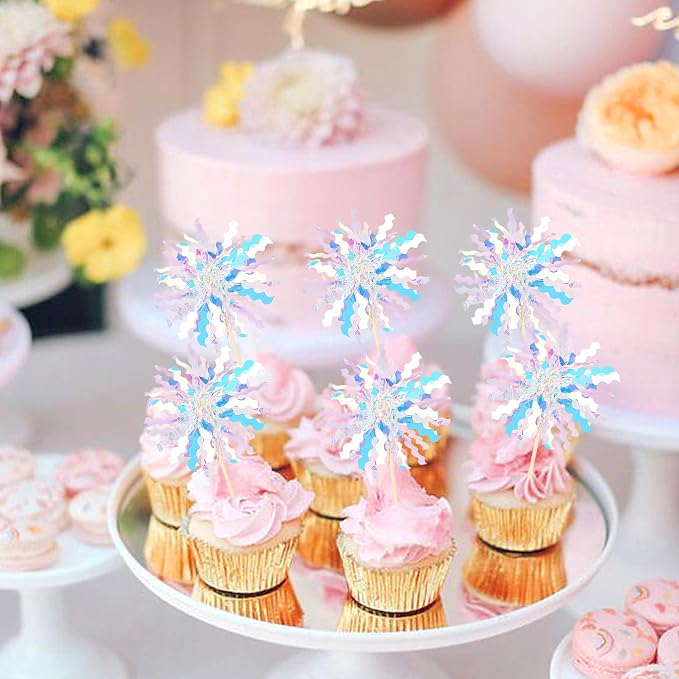 30 PCS Foil Firework Cupcake Toppers Sparkle Tinsel Cupcake Picks Happy - Image 5