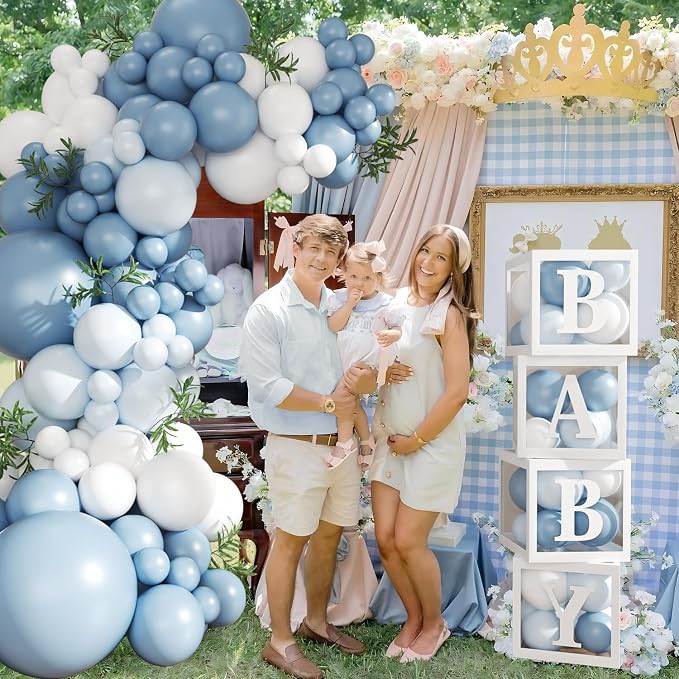 CROSSFINGERS Dusty Blue Balloon Baby Shower Decorations - Image 4