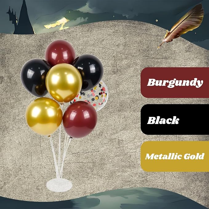 60pcs 12inch Black Burgundy and Gold Balloons, - Image 9