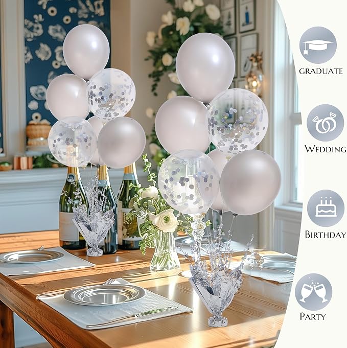 2 Set Silver Balloon Centerpieces - Image 5