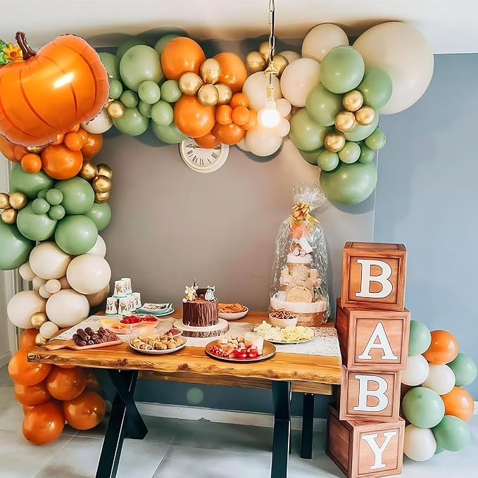 Fall Balloons Garland Arch Kit, Burnt Orange Pumpkin Foil Balloons - Image 6