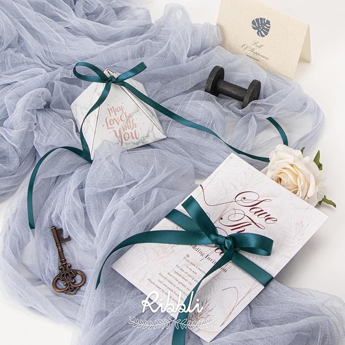 Ribbli Teal Satin Ribbon, Double Faced Satin 1/4 inch x Continuous 50 Yards - Image 3
