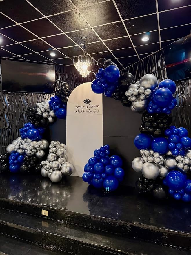Royal Blue and Black Balloons Arch Garland Kit - Image 7