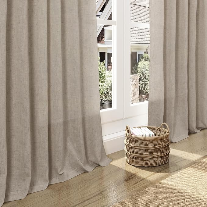 Extra Long 120 Inch Curtains for Living Room Cobblestone Linen Light Filtering - Image 5