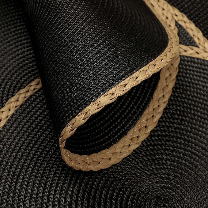 Round Placemats Set of 6, Woven Table Mats, Thin Edge, 15 Inch Diameter - Image 3